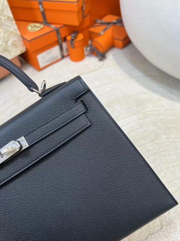 Handmade Hermes Epsom 89 Noir Kelly Sellier 25CM Silver Hardware