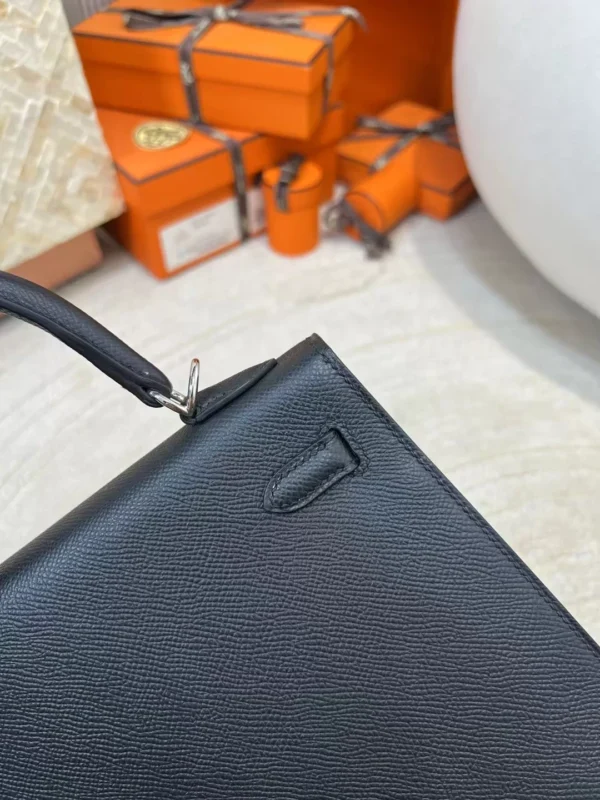 Handmade Hermes Epsom 89 Noir Kelly Sellier 25CM Silver Hardware