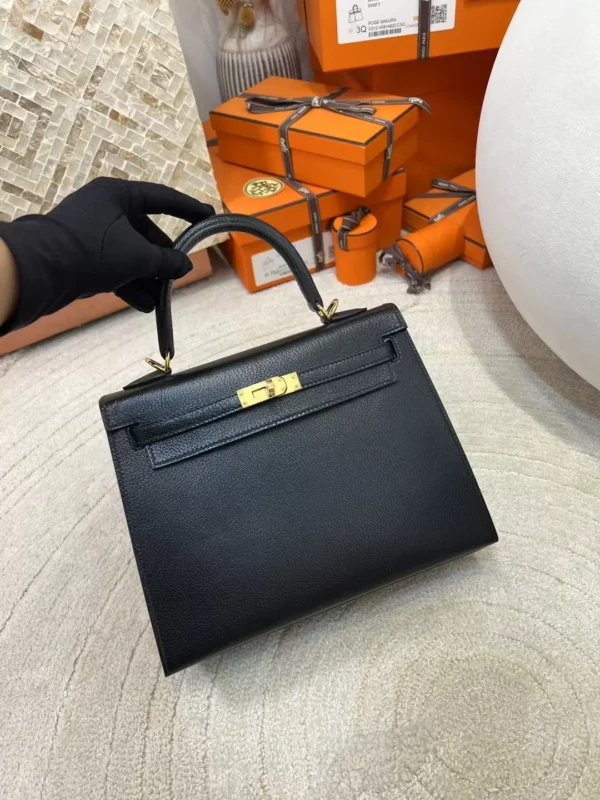 New Hermes Kelly Sellier 25CM 89 Noir Chevre Leather Gold Hardware