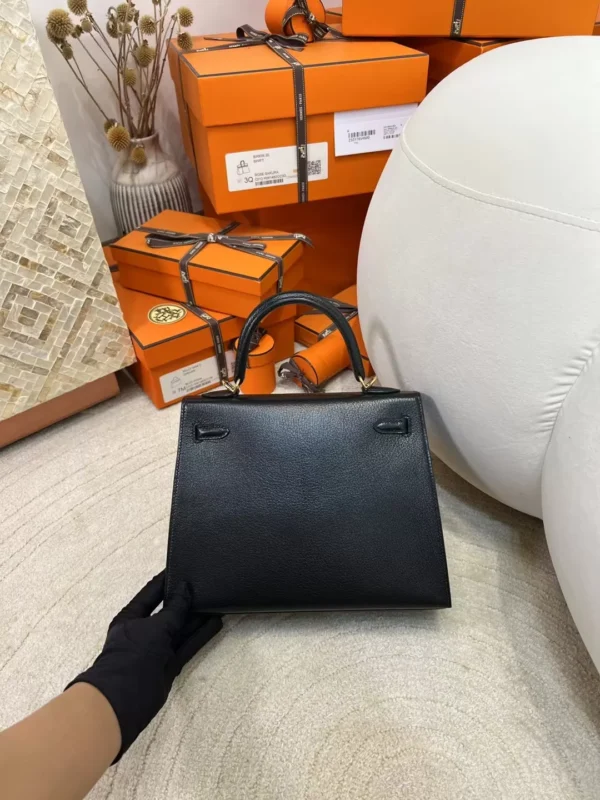 New Hermes Kelly Sellier 25CM 89 Noir Chevre Leather Gold Hardware