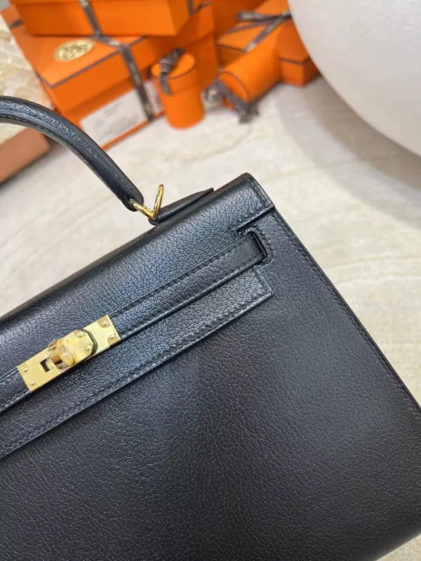 New Hermes Kelly Sellier 25CM 89 Noir Chevre Leather Gold Hardware