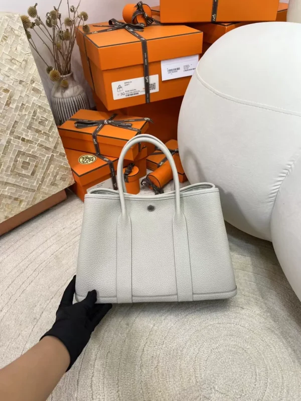 Full Handmade Hermes Negonda Garden Party 30CM 8L Beton Silver Hardware