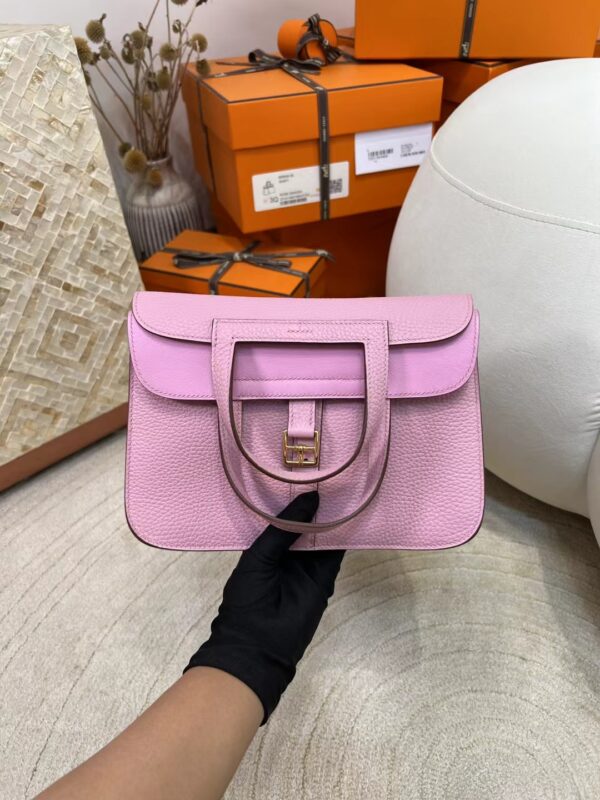 Qatar Doha Hermes Halzan 25CM Clemence X9 Mauve Sylvestre Gold Hardware