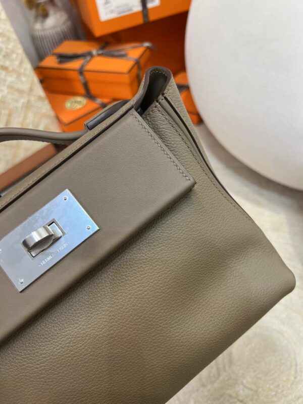 New Hermes 18 Etoupe Evercolor Leather Kelly 2424 Mini Silver Hardware