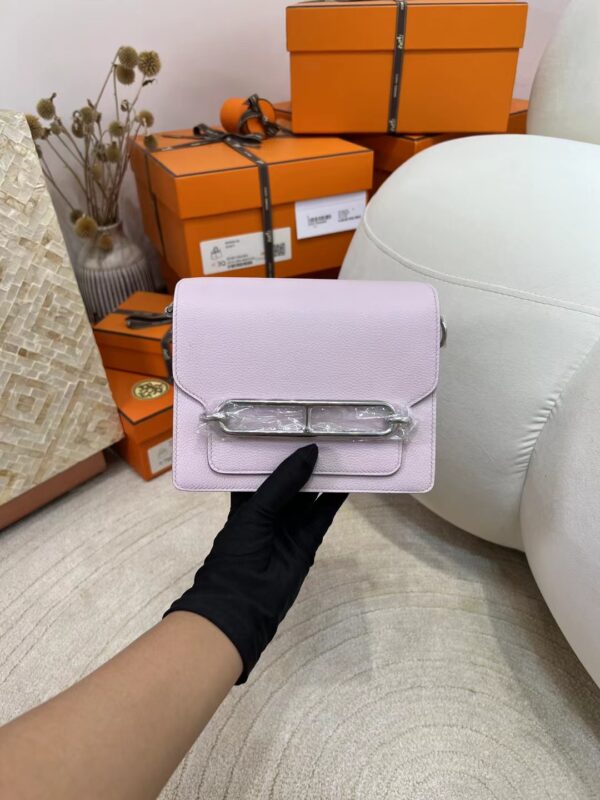 Handmade Hermes Roulis 19cm Evercolor Leather 09 Mauve Pale Silver Hardware