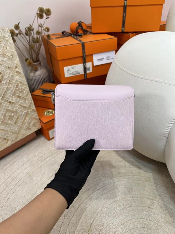 Handmade Hermes Roulis 19cm Evercolor Leather 09 Mauve Pale Silver Hardware