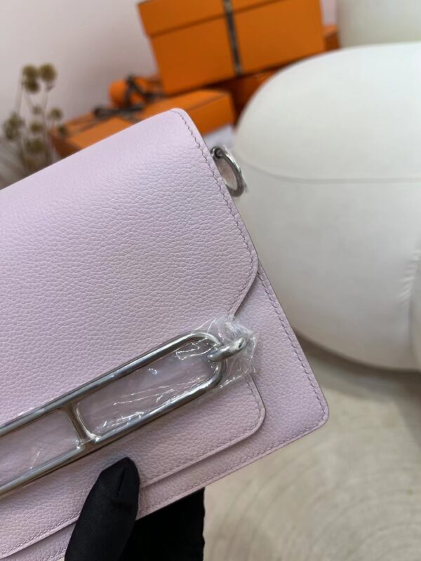 Handmade Hermes Roulis 19cm Evercolor Leather 09 Mauve Pale Silver Hardware