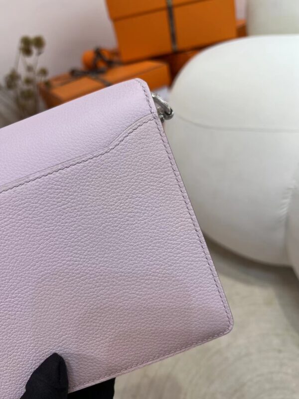 Handmade Hermes Roulis 19cm Evercolor Leather 09 Mauve Pale Silver Hardware