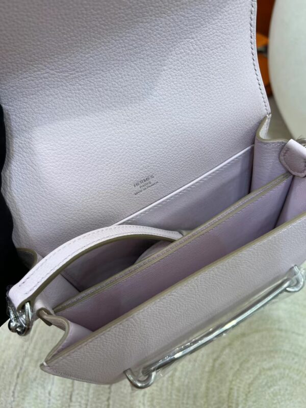 Handmade Hermes Roulis 19cm Evercolor Leather 09 Mauve Pale Silver Hardware