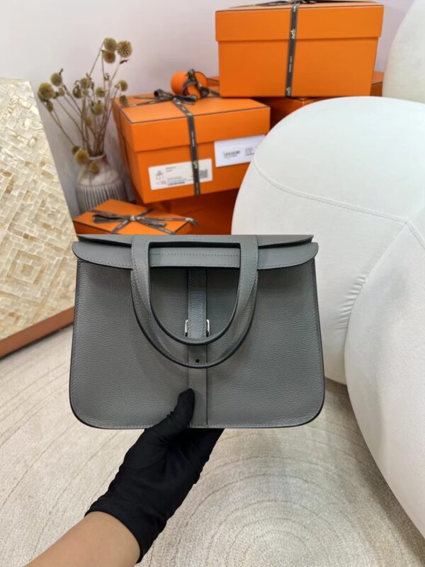 Russia Hermes Evercolor Halzan 25CM 0L Gris Meyer Silver Hardware