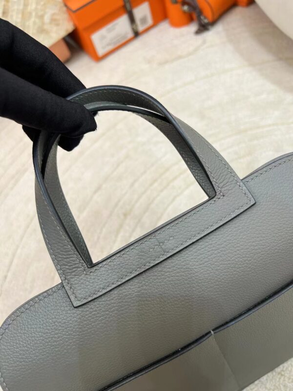 Russia Hermes Evercolor Halzan 25CM 0L Gris Meyer Silver Hardware