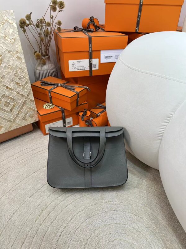 Russia Hermes Evercolor Halzan 25CM 0L Gris Meyer Silver Hardware