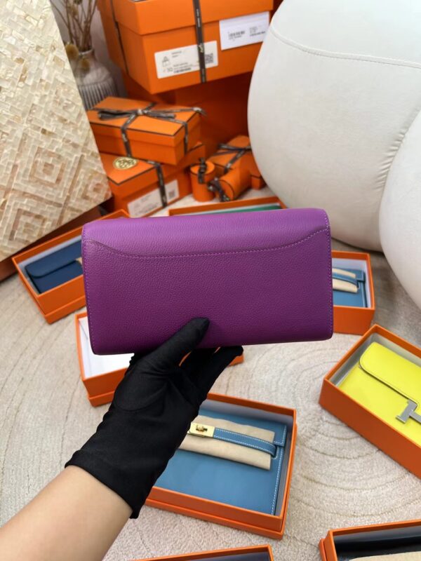 Hermes Boutique Evercolor P9 Anemone Constance To Go Wallet Silver Hardware
