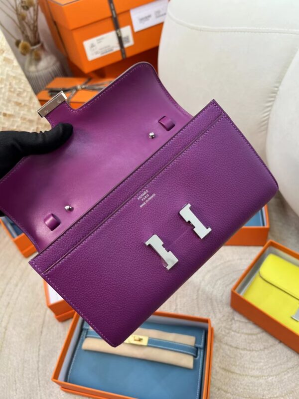 Hermes Boutique Evercolor P9 Anemone Constance To Go Wallet Silver Hardware
