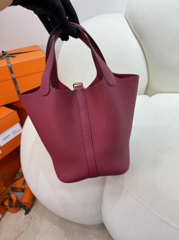 Indonesia Jakarta Hermes Picotin 18CM 55 Rouge H Clemence Leather Gold Hardware