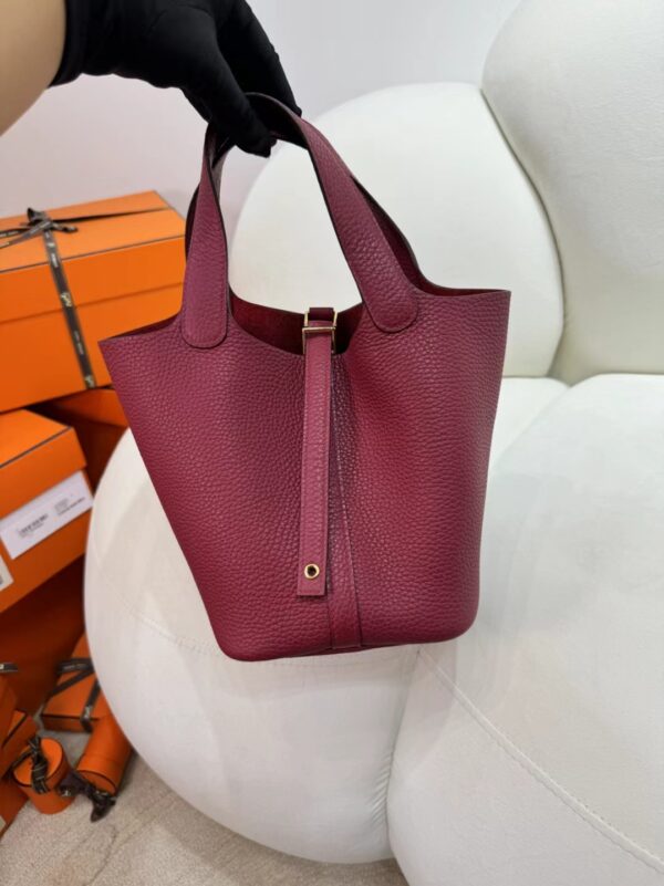 Indonesia Jakarta Hermes Picotin 18CM 55 Rouge H Clemence Leather Gold Hardware