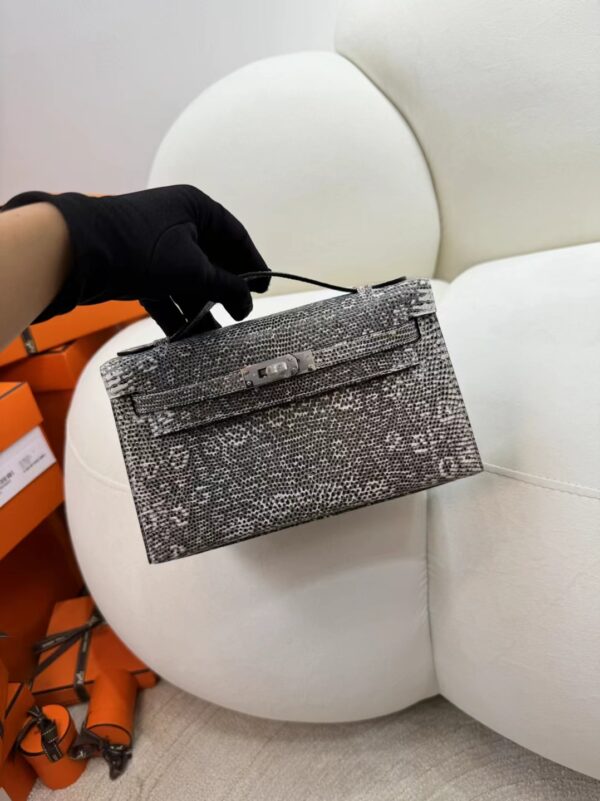 Indonesia Jakarta Hermes Ombre Lizard Kelly Pochette 22CM Silver Hardware