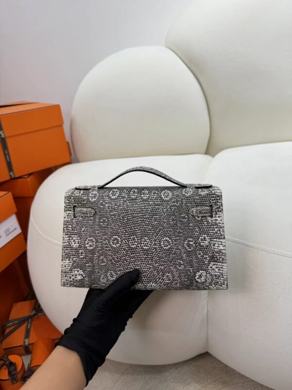 Indonesia Jakarta Hermes Ombre Lizard Kelly Pochette 22CM Silver Hardware