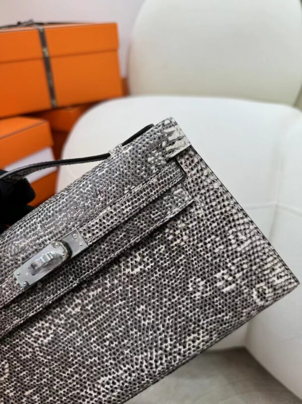 Indonesia Jakarta Hermes Ombre Lizard Kelly Pochette 22CM Silver Hardware