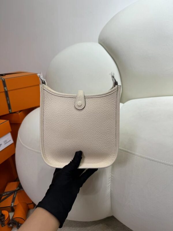 Hermes Bag Pictures Mini Evelyne 16CM I2 Nata Clemence Leather Checked Strap