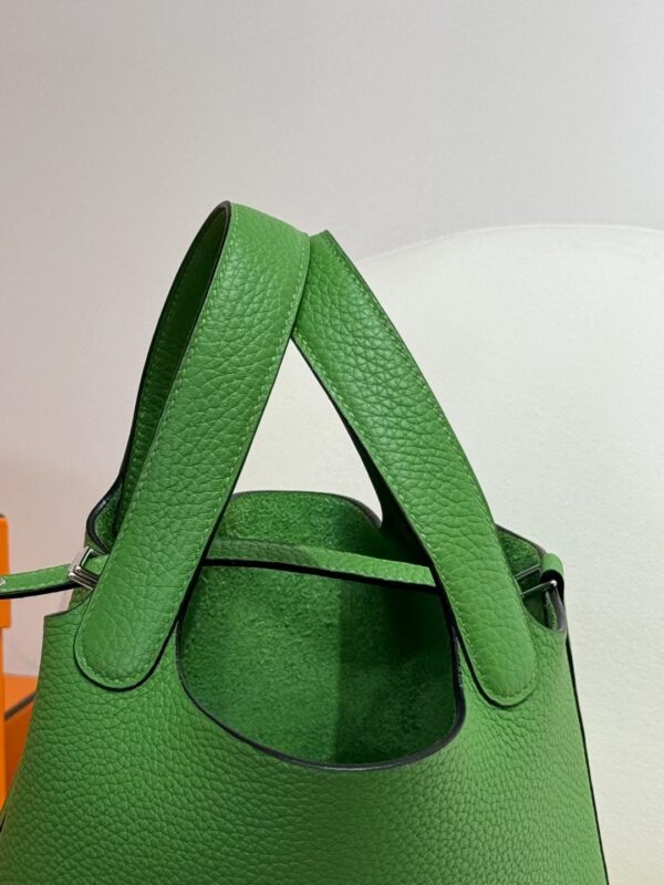 Thailand Bangkok Hermes Clemence Leather Picotin 18CM A8 Vert Yucca Silver Hardware