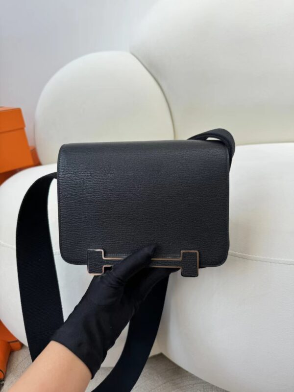 Kuwait Hermes Bag Geta 20CM Chevre Leather 89 Noir Gold Hardware