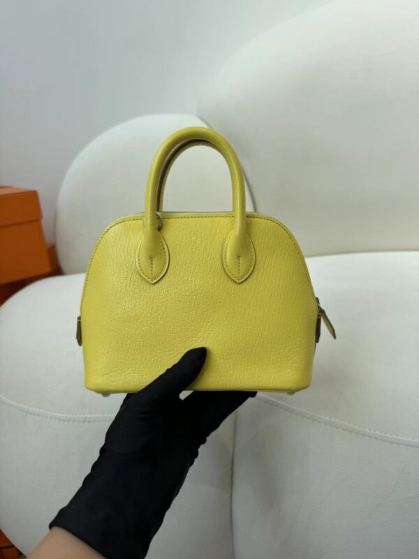 Hermes Bag Pictures Chevre Leather 0Y Lemoncello Mini Bolide 18CM Silver Hardware