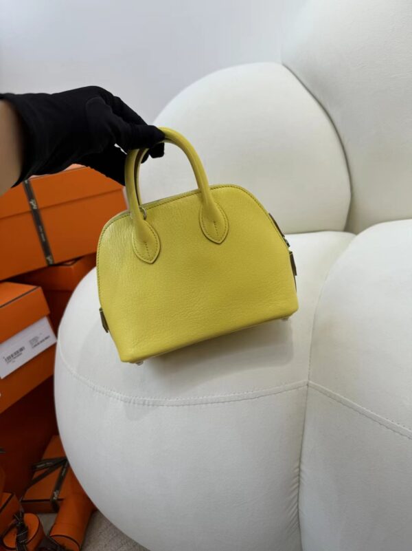 Hermes Bag Pictures Chevre Leather 0Y Lemoncello Mini Bolide 18CM Silver Hardware
