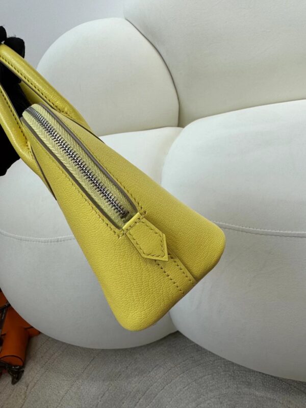 Hermes Bag Pictures Chevre Leather 0Y Lemoncello Mini Bolide 18CM Silver Hardware