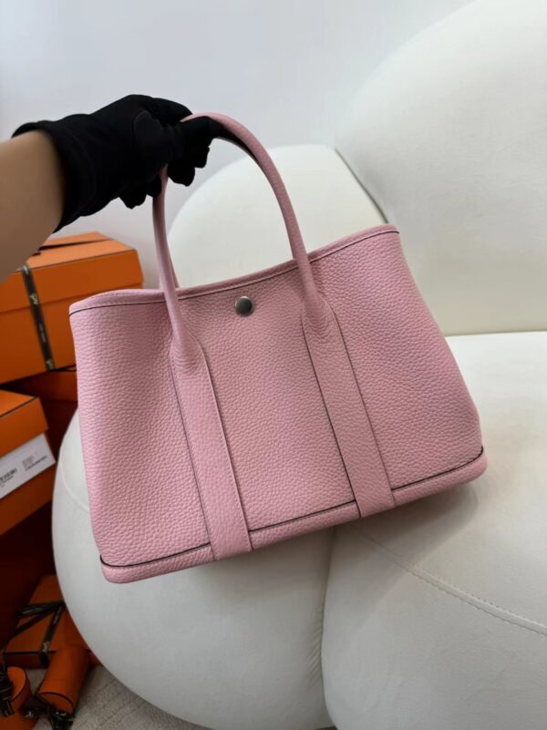 UAE Dubai Hermes Garden Party 30CM Clemence Leather Rose Sakura Silver Hardware