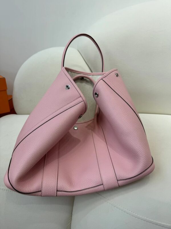 Hermes Boutique Rose Sakura Clemence Leather Garden Party 36CM Silver Hardware