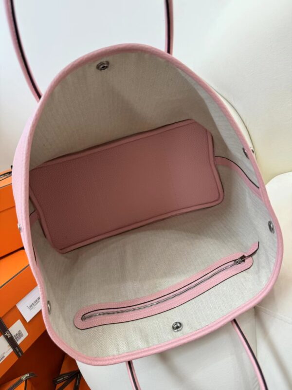 Hermes Boutique Rose Sakura Clemence Leather Garden Party 36CM Silver Hardware