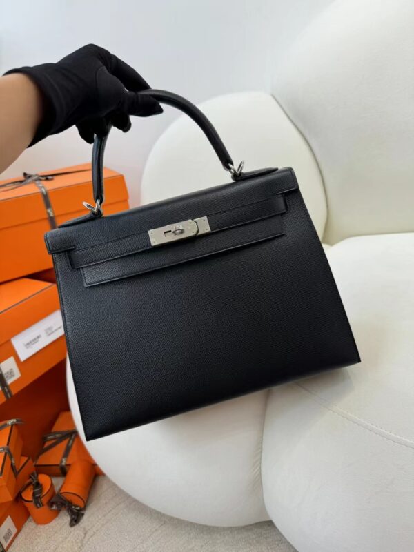 Canada Ottawa Hermes Epsom Leather Kelly Sellier 28CM 89 Noir Silver Hardware