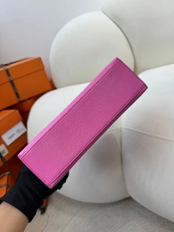 Hermes Bag Images Lizard Leather Kelly Pochette 22cm E5 Rose Tyrien Gold Hardware