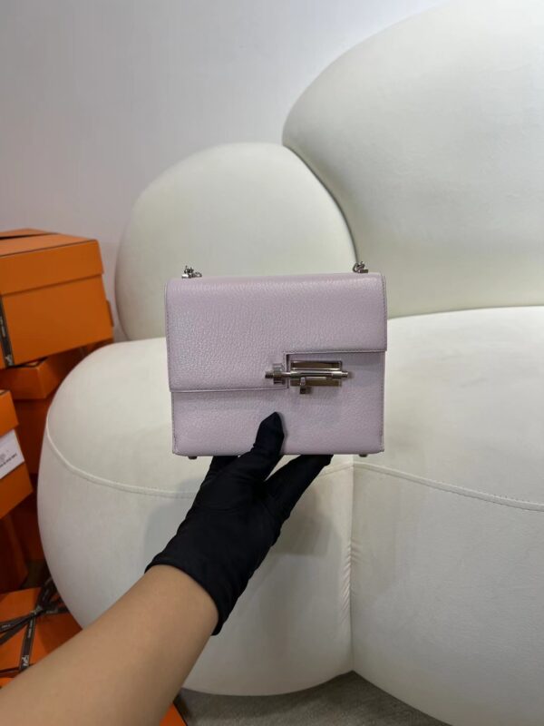 Hermes Bag Images Verrou Mini 17 Chevre Leather 09 Mauve Pale Silver Hardware