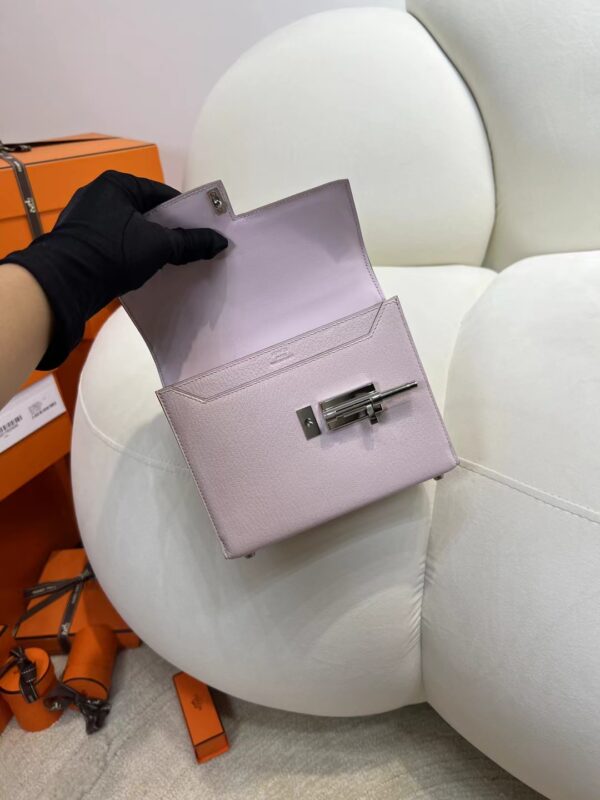 Hermes Bag Images Verrou Mini 17 Chevre Leather 09 Mauve Pale Silver Hardware