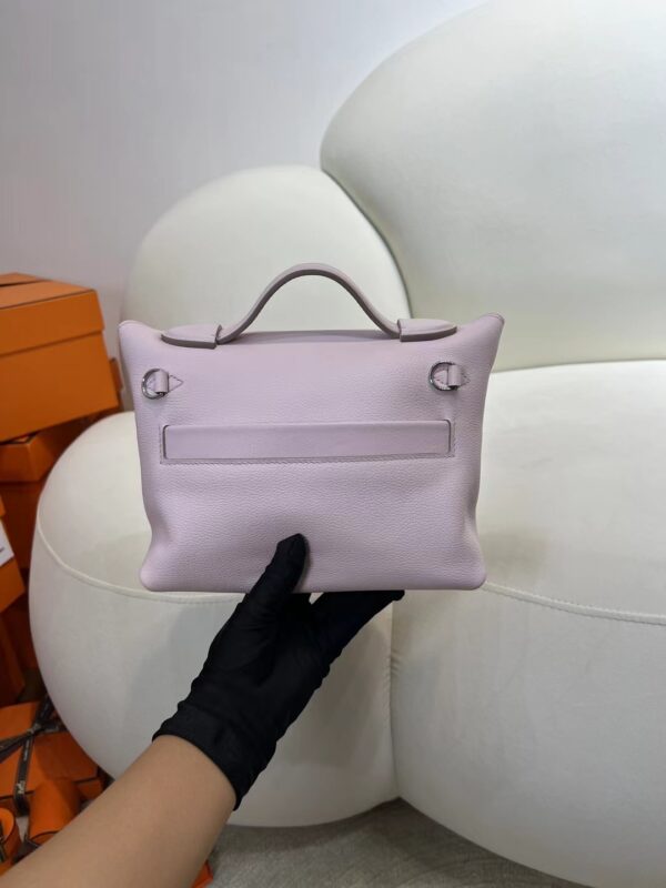 Hermes Boutique Kelly 2424 Mini Evercolor Leather 09 Mauve Pale Silver Hardware