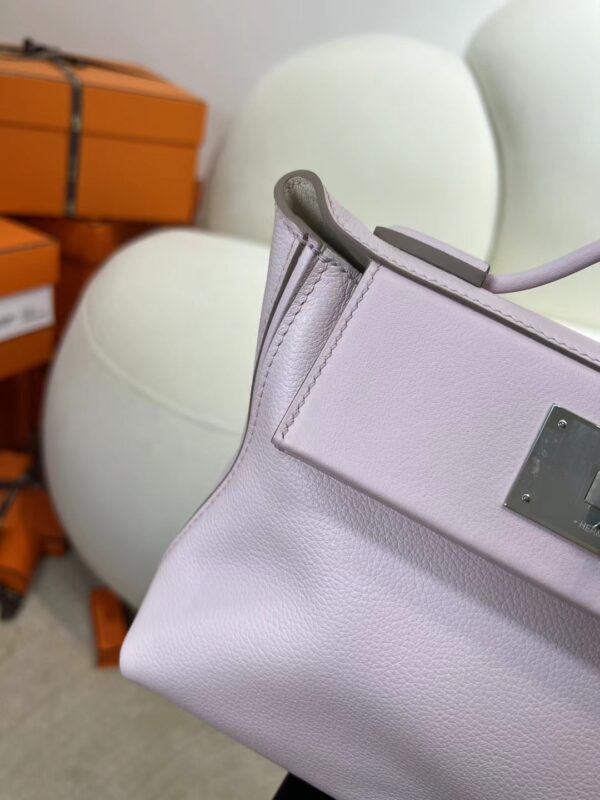 Hermes Boutique Kelly 2424 Mini Evercolor Leather 09 Mauve Pale Silver Hardware