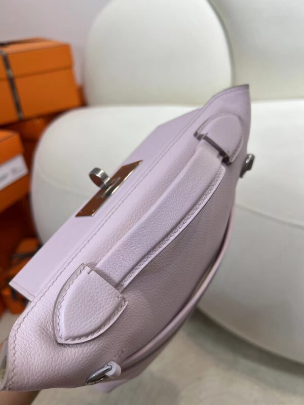 Hermes Boutique Kelly 2424 Mini Evercolor Leather 09 Mauve Pale Silver Hardware