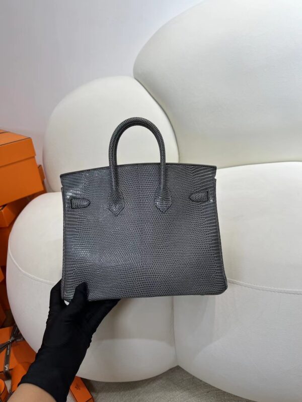 Kuwait Hermes 84 Gris Fonce Lizard Leather Birkin 25CM Silver Hardware