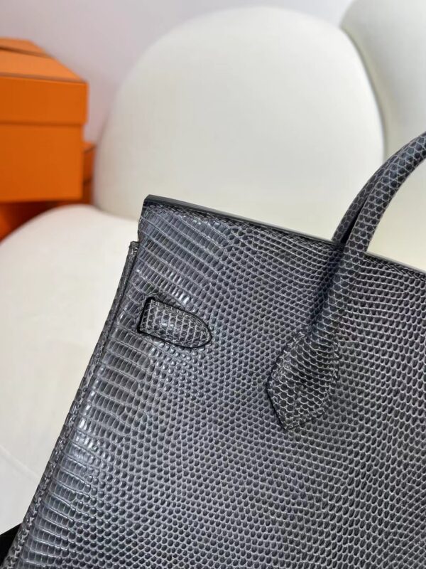 Kuwait Hermes 84 Gris Fonce Lizard Leather Birkin 25CM Silver Hardware