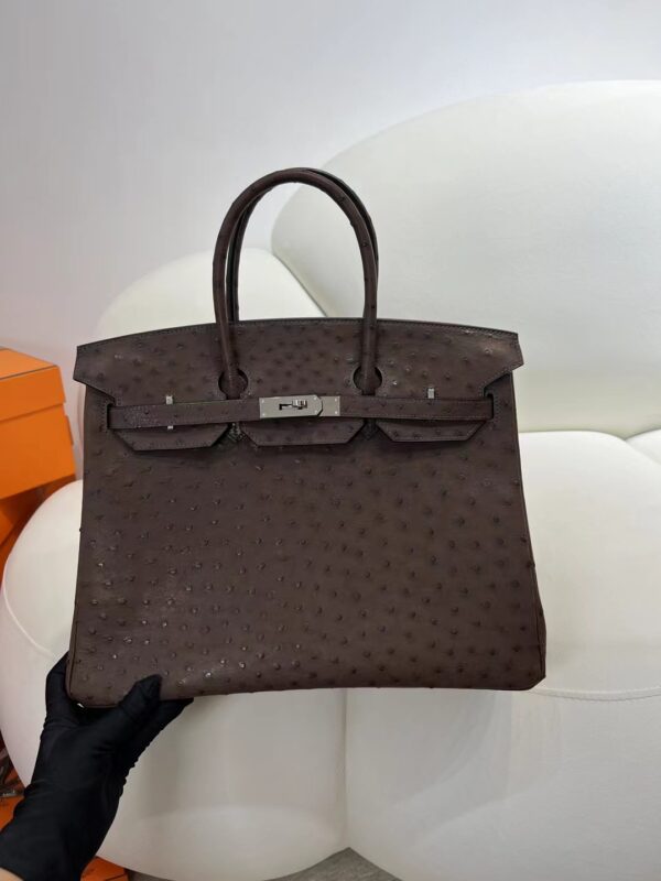 Hermes Boutique Birkin 35CM Chocolate KK Ostrich Silver Hardware