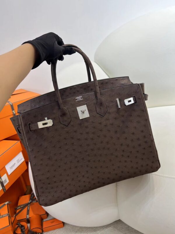 Hermes Boutique Birkin 35CM Chocolate KK Ostrich Silver Hardware