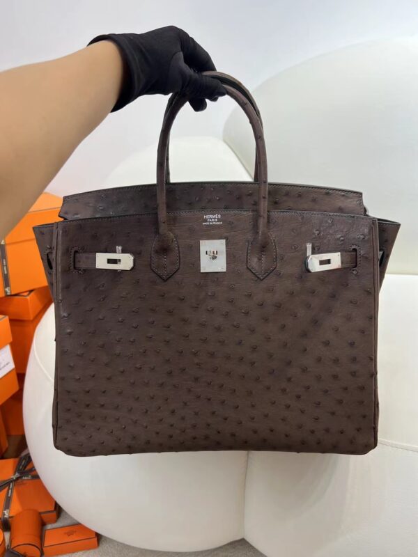 Hermes Boutique Birkin 35CM Chocolate KK Ostrich Silver Hardware