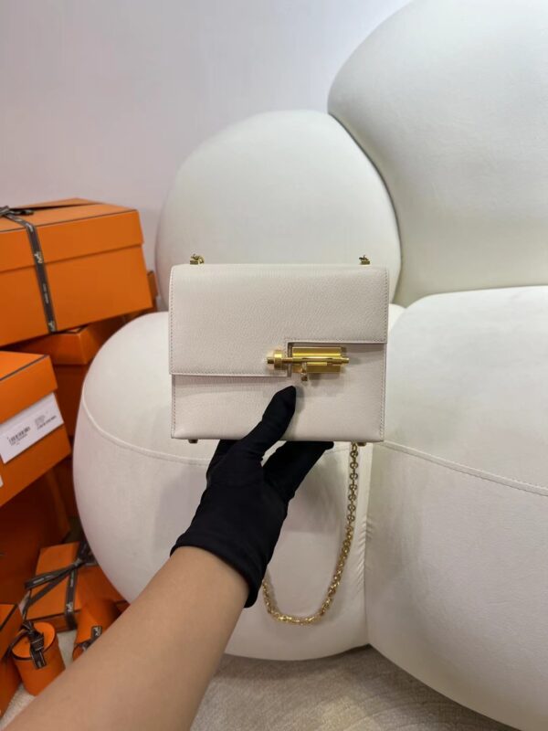 Hermes Bag Price Verrou Mini 17CM Chevre Leather I2 Nata Light Gold Hardware