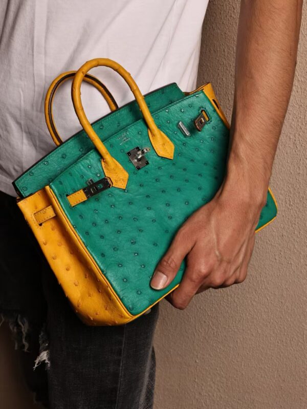 GPC Mode Birkin 25CM Ostrich Leather U4 Vert Vertigo / 9D Amber Special Order Silver Hardware