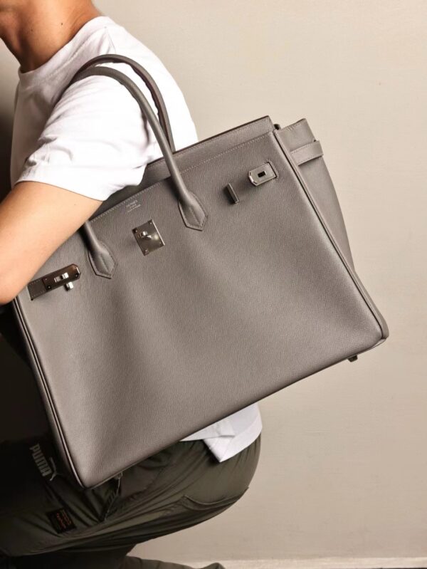 GPC Mode Birkin 40CM 8F Etain Epsom Leather Silver Hardware