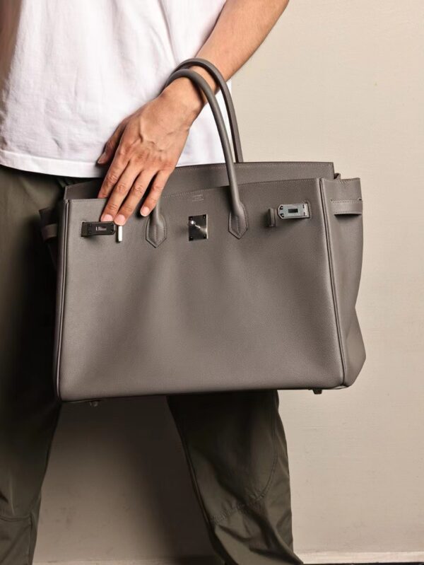 GPC Mode Birkin 40CM 8F Etain Epsom Leather Silver Hardware
