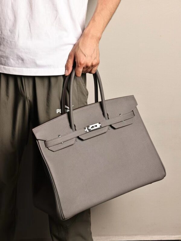 GPC Mode Birkin 40CM 8F Etain Epsom Leather Silver Hardware