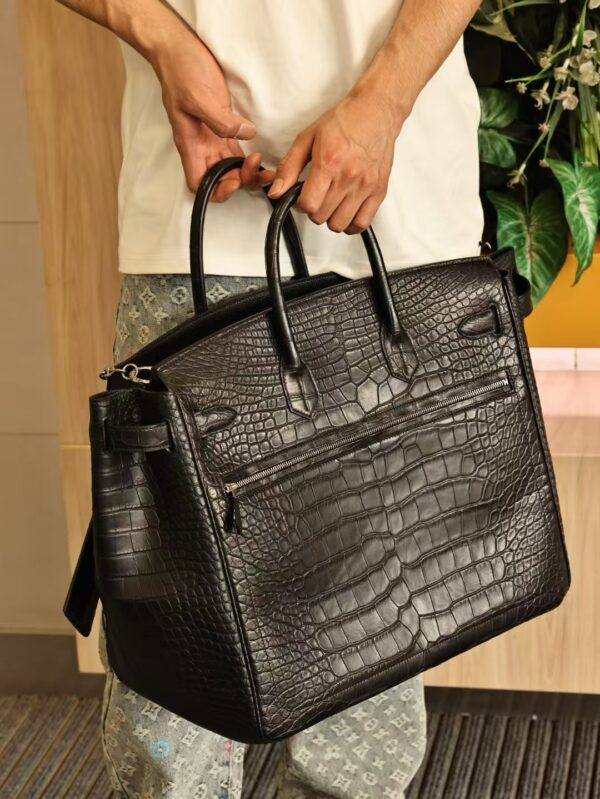GPC Mode Birkin Birkin Hac-Rock 40CM CK89 Black HCP Matte Alligator Crocodile Silver Hardware